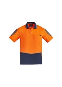 Flux Short Sleeve Hi Vis Polo Shirt - Men - Orange/Navy