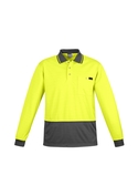 Comfort Back Long Sleeve Hi Vis Polo Shirt - Men - Yellow/Charcoal