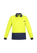 Comfort Back Long Sleeve Hi Vis Polo Shirt - Men - Yellow/Navy
