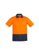 Comfort Back Short Sleeve Hi Vis Polo Shirt - Men - Orange/Navy