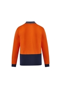 Hi Vis Cotton Long Sleeve Polo Shirt - Men - Back View