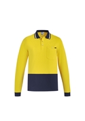 Hi Vis Cotton Long Sleeve Polo Shirt - Men - Yellow/Navy