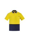 Hi Vis Cotton Short Sleeve Polo Shirt - Men - Yellow/Navy