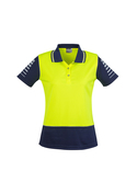 Hi Vis Zone Short Sleeve Polo Shirt - Women - Yellow/Navy