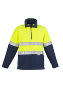 Anti-Pill Hi Vis Fleece Pullover - Hoop Taped - Unisex - Yellow/Navy