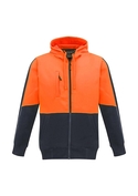Hi Vis Full Zip Hoodie - Unisex - Orange/Navy