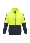 Hi Vis Full Zip Hoodie - Unisex - Yellow/Navy