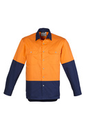 Industrial Long Sleeve Shirt - Men - Orange/Navy