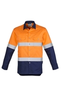 Industrial Long Sleeve Shirt - Hoop Taped - Men - Orange/Navy