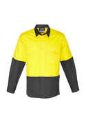 Rugged Cooling Hi Vis Long Sleeve Shirt - Men - Yellow/Charcoal
