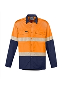 Rugged Cooling Hi Vis Segmented Tape Long Sleeve Shirt - Men - Orange/Navy
