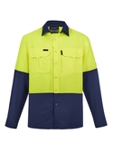 Hi Vis Outdoor Long Sleeve Shirt - Men - Yellow/Navy