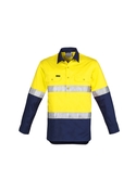 Closed Front Long Sleeve Hi Vis Shirt - Hoop Taped - Men - Yellow/Navy