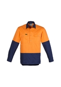 Closed Front Long Sleeve Cotton Hi Vis Shirt - Men
