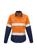 Rugged Cooling Hi Vis Taped Long Sleeve Shirt - Women - Orange/Navy
