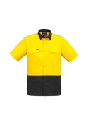 Rugged Cooling Hi Vis Short Sleeve Shirt - Men - Yellow Charcoal