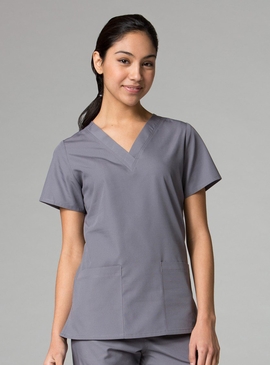Red Panda V-Neck Two pocket Scrub Top - Women