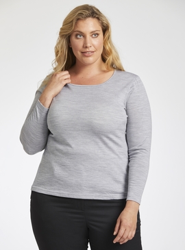 Grey Merino Long Sleeve Scoop Neck Top
