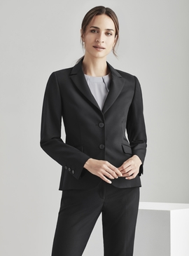 2 Button Mid Length Jacket - Comfort Wool Stretch - Women