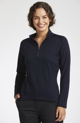 Navy Merino Half Zip Jumper - Women