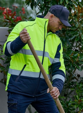Taped Hi Vis Puffer Jacket With Stand Collar