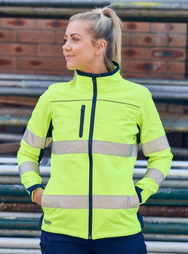 Taped Two Tone Hi Vis Soft Shell Jacket - Women