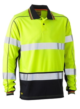 Taped Hi Vis Polyester Mesh Long Sleeve Polo Shirt