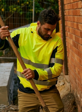 Taped Two Tone Hi Vis Contrast 4 Way Stretchy Hoodie