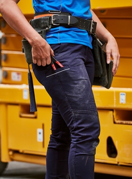 Mid Rise Stretch Cotton Work Pants - Women
