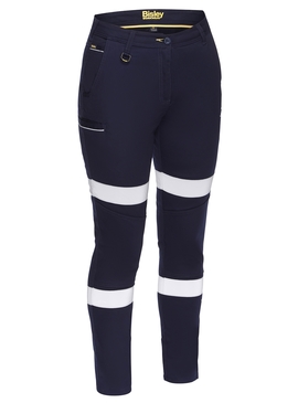 Taped Mid Rise Stretch Cotton Pants - Women