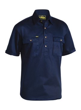Closed Front Cotton Drill Shirt - Short Sleeve