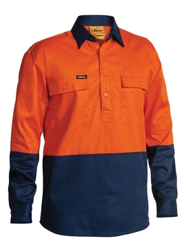 Hi Vis Closed Front Drill Long Sleeve Shirt