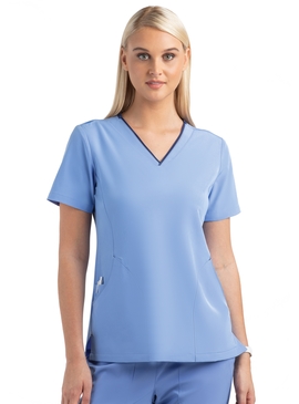 Matrix Impulse Contrast Curved V Neck Scrub Top - Women