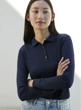 Action Recycled Polyester Long Sleeve Polo Shirt - Women