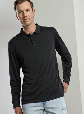 Action Recycled Polyester Long Sleeve Polo Shirt - Men