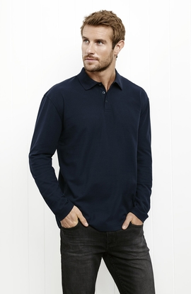 Crew Long Sleeve Poly/Cotton Polo Shirt - Men