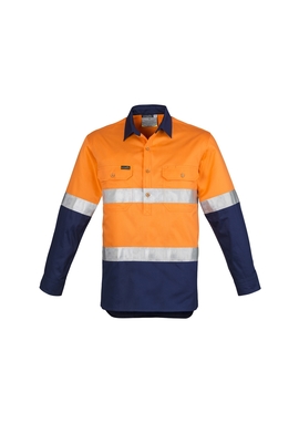 Closed Front Long Sleeve Hi Vis Shirt - Hoop Taped - Men