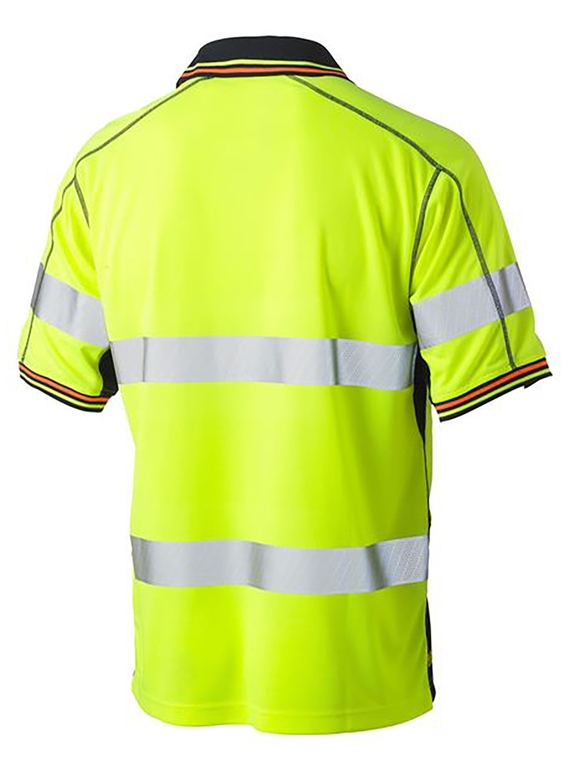 Taped Hi Vis Polyester Mesh Short Sleeve Polo Shirt - Back