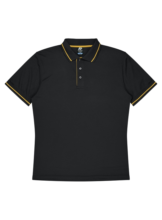 Cottesloe Polo Shirt - Men - Polyester, New mesh knit - Black/Gold