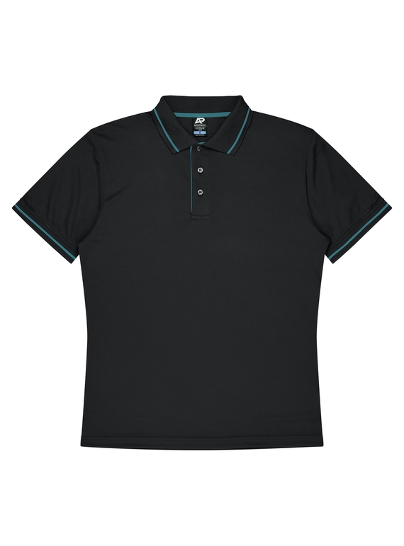 Cottesloe Polo Shirt - Men - Polyester, New mesh knit - Black/Teal