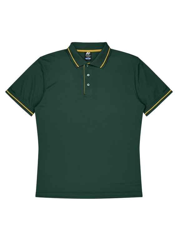 Cottesloe Polo Shirt - Men - Polyester, New mesh knit - Bottle/Gold