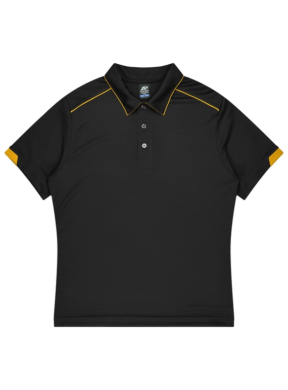 Currumbin Polo Shirt - Men - Polyester Mini Waffle knit - Black/Gold