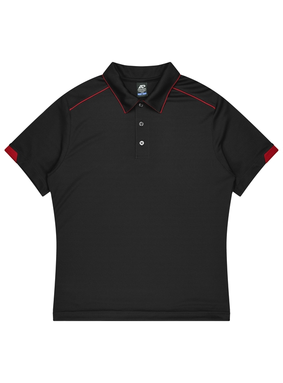 Currumbin Polo Shirt - Men - Polyester Mini Waffle knit - Black/Red