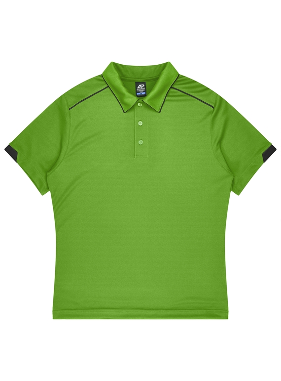 Currumbin Polo Shirt - Men - Polyester Mini Waffle knit - Kawa Green/Black