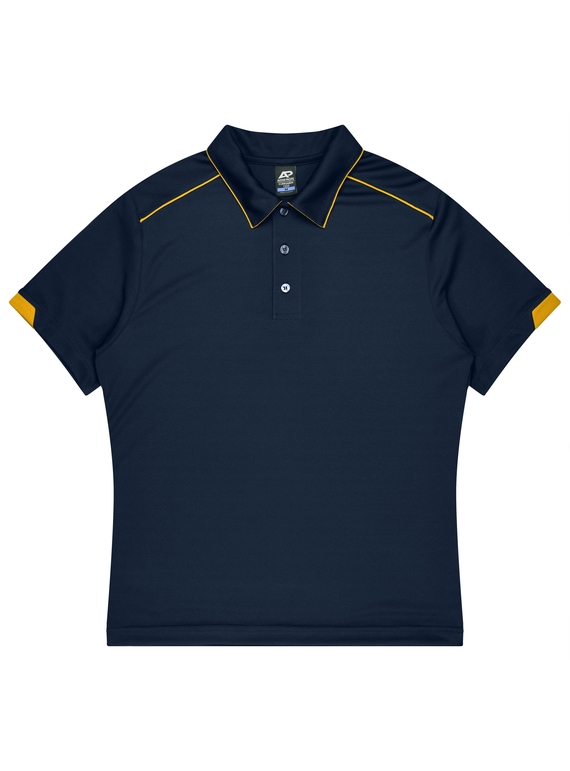 Currumbin Polo Shirt - Men - Polyester Mini Waffle knit - Navy/Gold