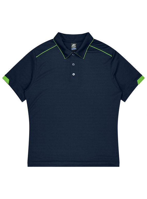 Currumbin Polo Shirt - Men - Polyester Mini Waffle knit - Navy/Kawa Green