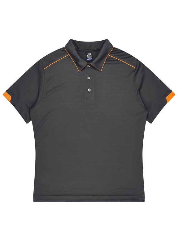 Currumbin Polo Shirt - Men - Polyester Mini Waffle knit - Slate/Hi Viz Orange
