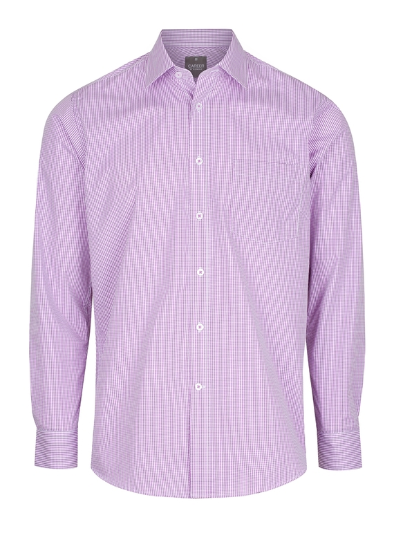 Westgarth Gingham Long Sleeve Shirt - Men - Lilac