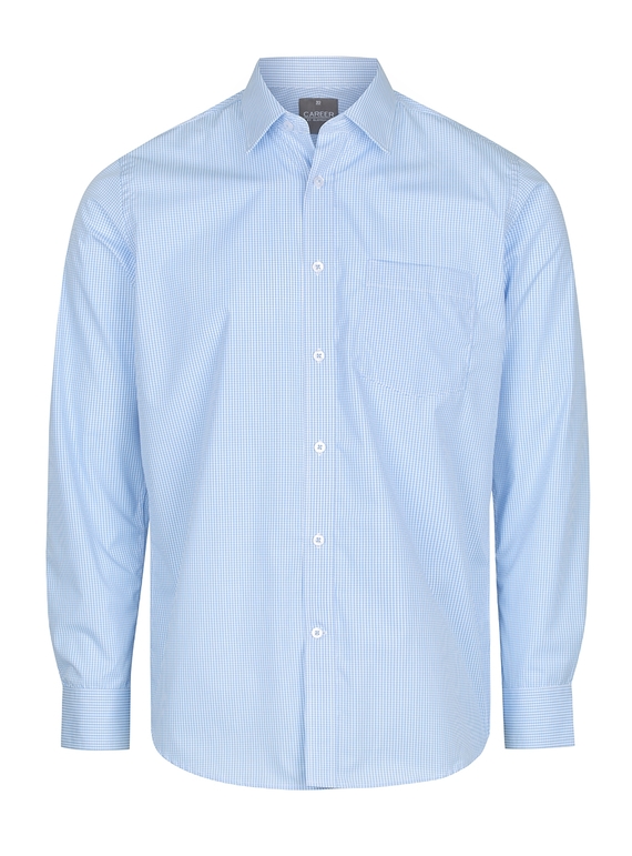 Westgarth Gingham Long Sleeve Shirt - Men - Sky