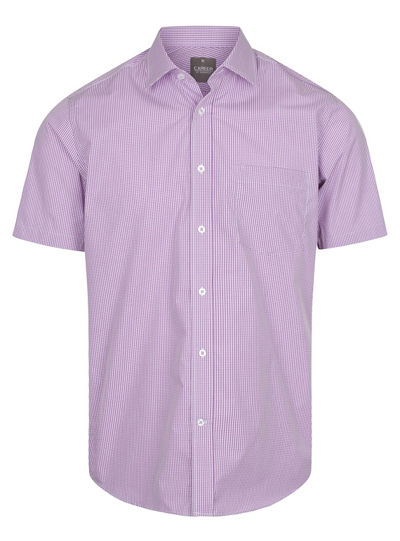Westgarth Gingham Short Sleeve Shirt - Men - Lilac